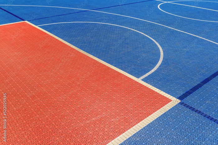 Outdoor basketball court plastic flooring tile detail Stock Photo ...