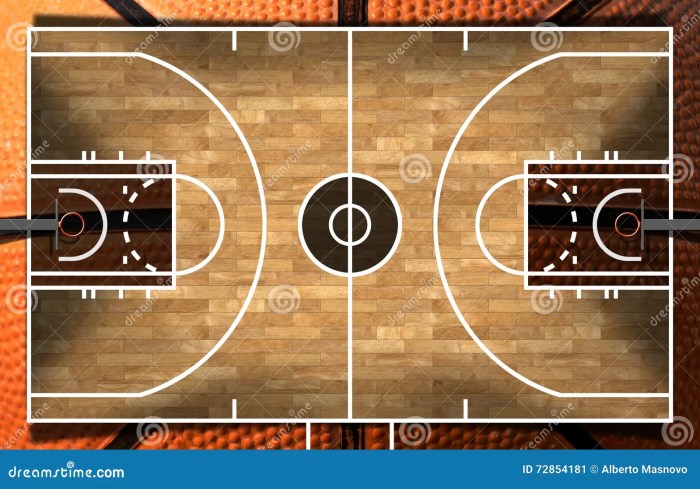 Premium Photo | Basketball court parquet floor with classic ball