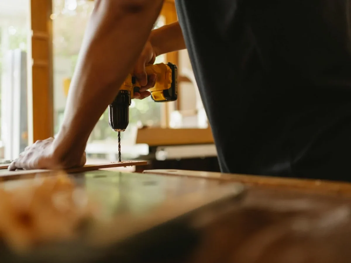 Carpenter Installing Wood Professional Tools