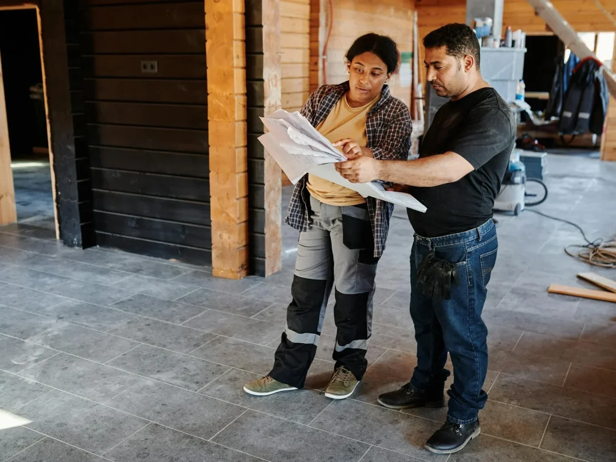 Construction Worker Floor Installation