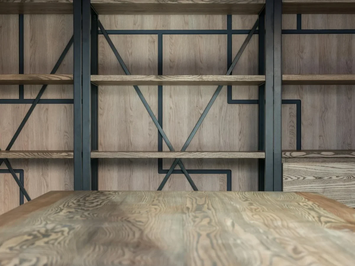 Industrial Bookshelf Solid Wood Bookshelf
