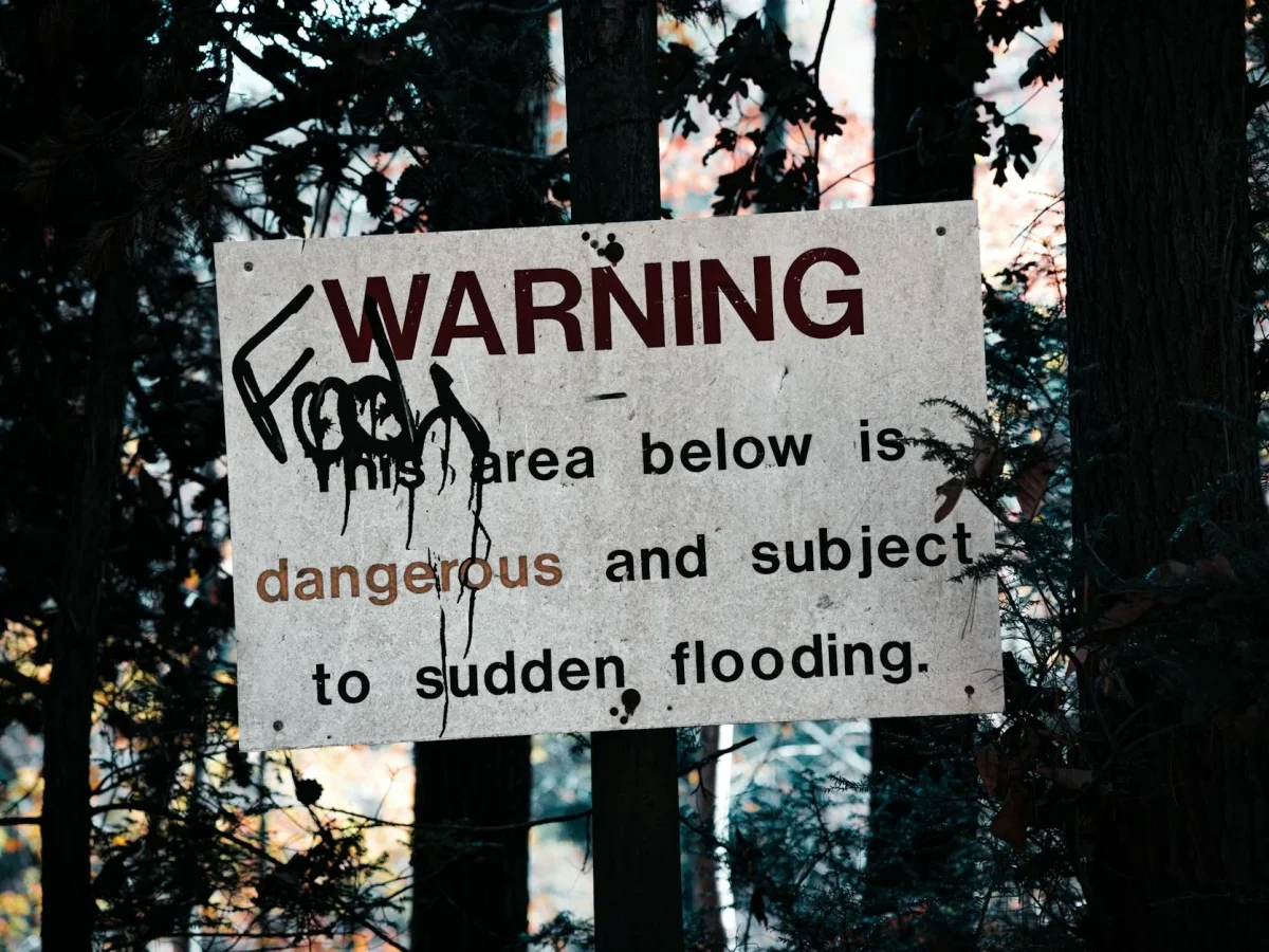 Warning Sign Broken Wood