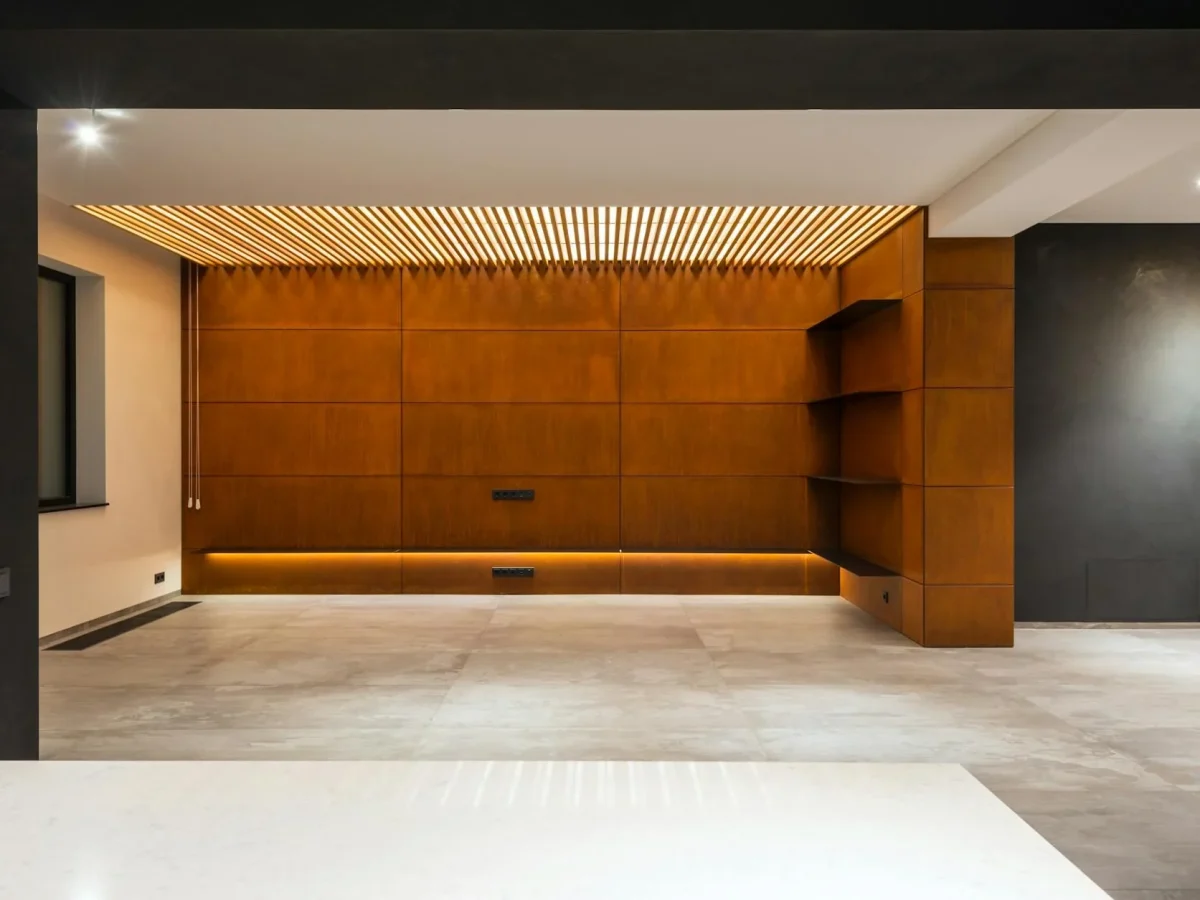 Wood Ceiling Modern Living Room